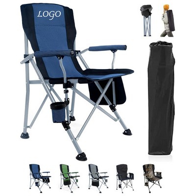 High Back Padded Lawn Chair with Arm Rest Cup Holder and Carrying Bag Heavy Duty Support 330 lbs