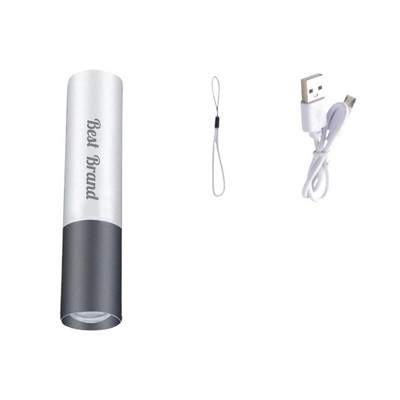 Rechargeable Stainless Steel Flashlight With Lanyard