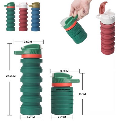 Silicone Foldable Water Bottle with Straw