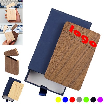 Wooden Business Card Holder with Magnetic Closure
