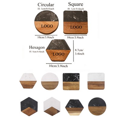Marble Wood Splicing Insulated Drinks Coffee Coaster