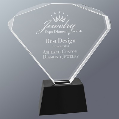 Crystal Fan on Black Base Award, Large (8"x8-3/4"H)