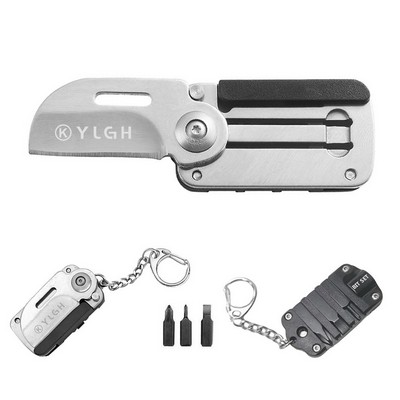 Dog Tag Style Foldable Knife With Screwdrivers