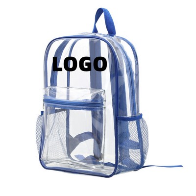 Heavy Duty Multi-Function Clear Backpack w/Water Bottle Pocket