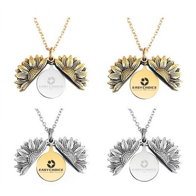 Stainless Steel Openable Sunflower Necklace