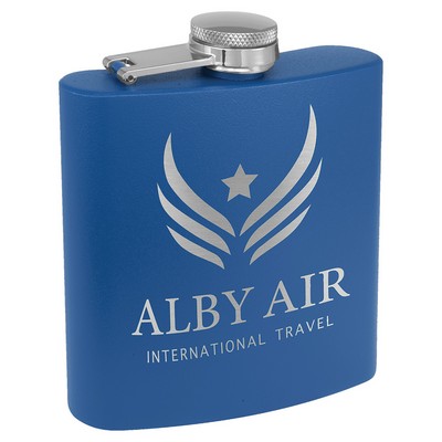6 oz. Matte Royal Blue Powder Coated Stainless Steel Flask