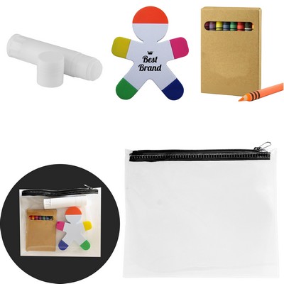Glue Stick 8-Color Crayons And Human - Shaped Highlighter Set