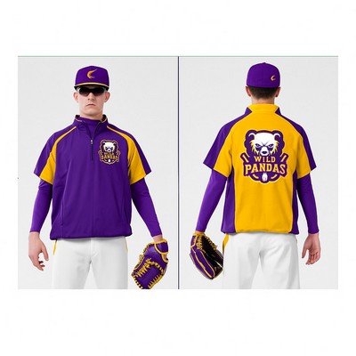 Short Sleeve Quarter Zip Velvet Sense Baseball Windbreaker
