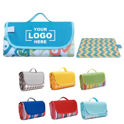Outdoor-ready Checkered Rollable Picnic Mat with Convenient Carry Handle