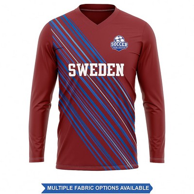 V neck Sublimated Long Sleeve Soccer Jersey unisex