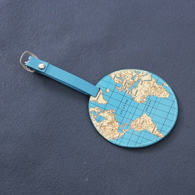 Round Shape PU Leather Luggage Personalizable Travel ID Tag - Full Color Printing