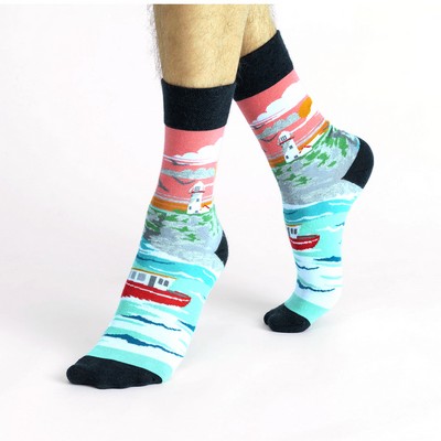 360 Degree Full Color Quarter Socks with Black Heels and Toes