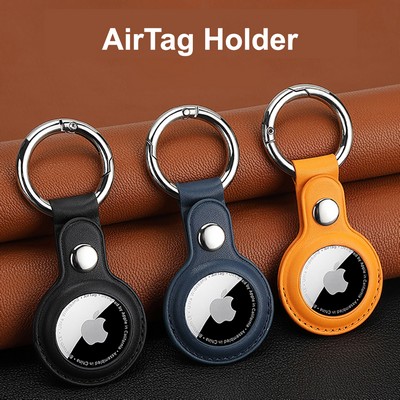 Economical PU Leather AirTag Holder with Key Ring