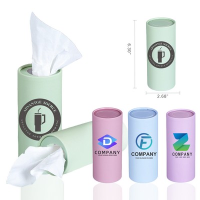 Portable Cylinder Tissue Dispenser With Natural Wood Pulp