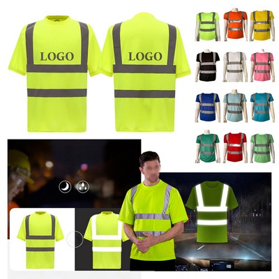 High visibility level 2 safety t-shirt with reflective strips