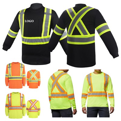 High Visibility 3.8 oz Polyester Level 3 Safety T-Shirt with Reflective Stripes