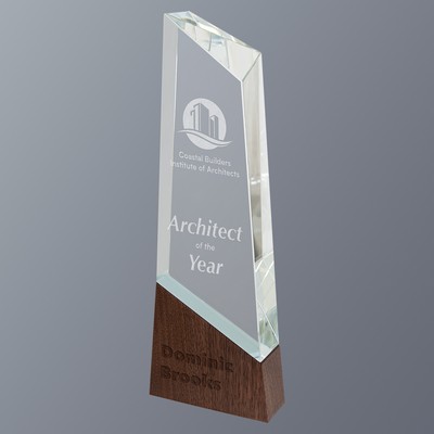 Peak Sierra Glass on Walnut Base Series, Medium (3-3/4"x 9-3/4"H)