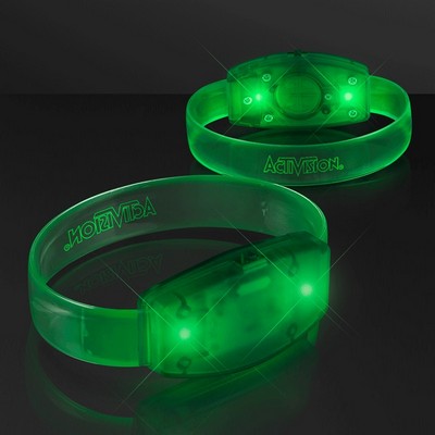 Laser Engraved - Green "Galaxy Glow" LED Band Bracelets, Patent Pending - PRINTED
