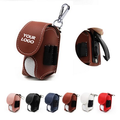 Pu Leather Storage Pocket Outdoor Portable Golf Bag Lightweight Case Holder Collector W/ Clip MOQ50