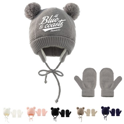 Bear Earflap Beanie with Mitten