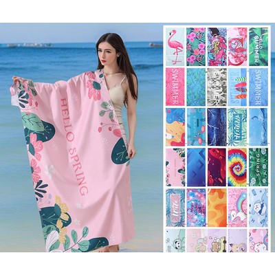 35"x 60" Sublimated Sand Proof Microfiber 250 GSM Beach Towel