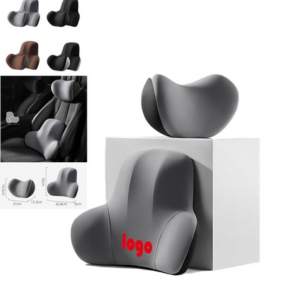 Car Shoulder & Lumbar Support Pillow – Memory Sponge, Ergonomic, Universal Fit, Removable Cover