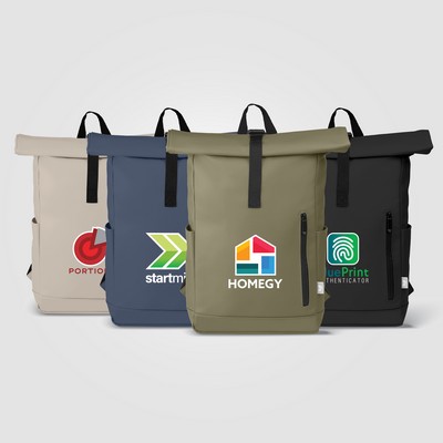 Malmö rPET Waterproof Zipper 15-Inch Laptop Rolltop Backpack – 12L - Heat Transfer