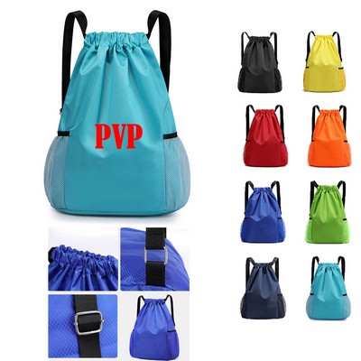 Drawstring Backpack With Pocket
