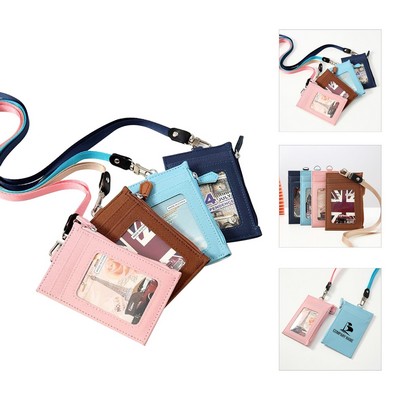 Clear Window Lanyard Neck Wallet