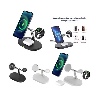 15W Magnetic 3-in-1 Wireless Charging Station