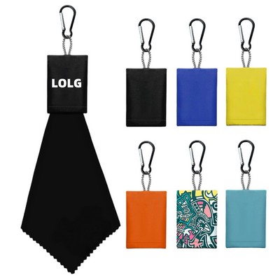 Eyeglasses Cleaning Microfiber Cloth w/Keychain Pouch