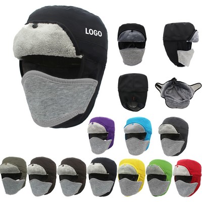 Winter Ear Flap Hat with Detachable Mask