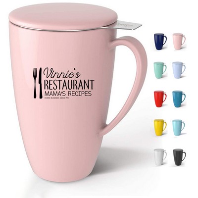 12Oz Porcelain Tea Mug with Lid