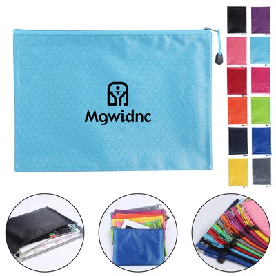 A4 Soccer Pattern PVC Oxford Zipper File Bag Waterproof Durable A4 Canvas Pencil Pouch for Amazon