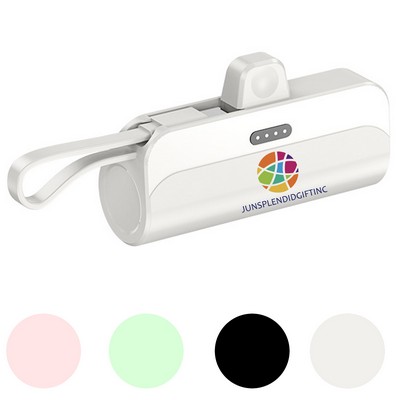 Full Color Printing 2" 1 Rechargeable 3300mAh Charge Mini Pocket Power Bank With Cable