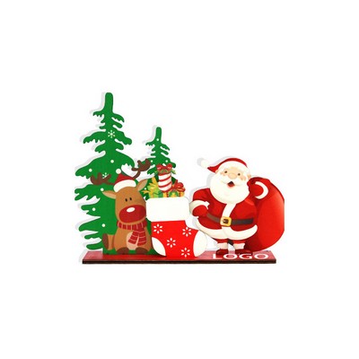 Detachable Wooden Santa And Stocking Christmas Ornament