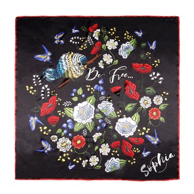 100% Natural Mulberry Silk Square Bandanna (Full Color Digital Print)