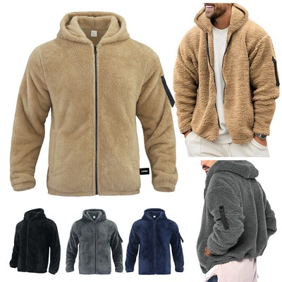 Custom Fashion Outdoor Men's Autumn Winter Hoodie Double-Sided Fleece Jacket