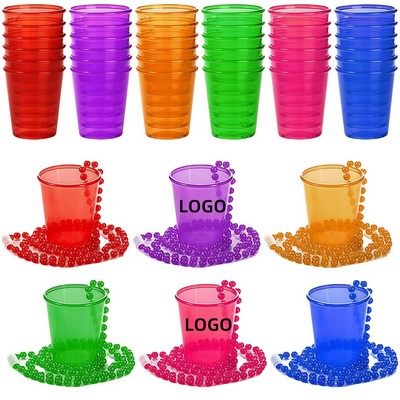 Shot Glass on Beaded Necklace Plastic Shot Cup Necklace