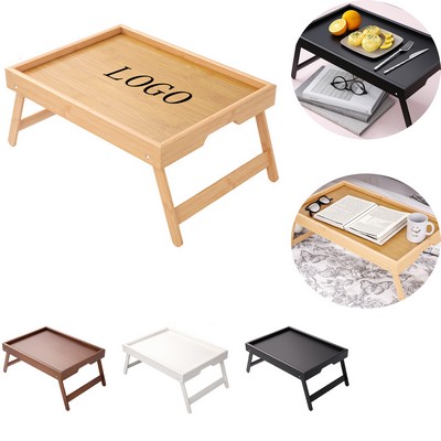 Bamboo Bed Tray Table with Folding Legs for Laptop Breakfast