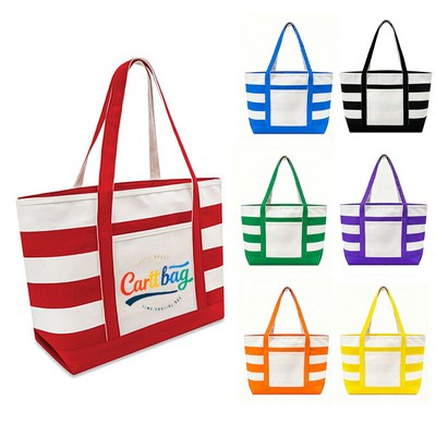 Full Color Canvas Nautical 18 oz. Zip Top Tote