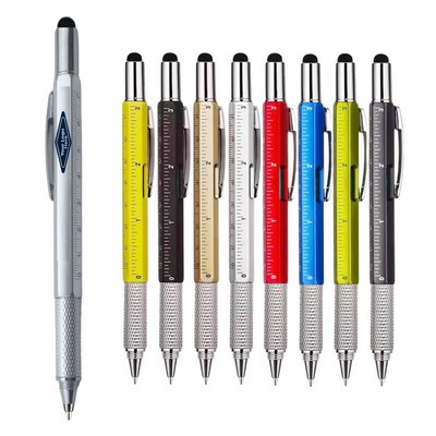 6-in-1 Multifunction Tool Pen with Stylus, Ruler, Level & Screwdrivers