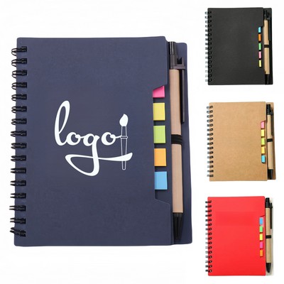 Kraft Paper Notepad With Pen And Sticky Notes