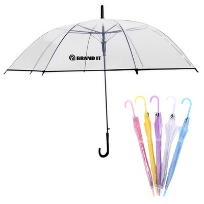Clear Bubble Dome Umbrella W/Curved Handle (42"Arc)