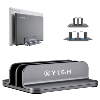 Adjustable Aluminum Dual Laptop Storage Stand