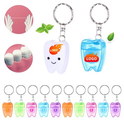 Small Tooth-Shaped Keychain Dental Floss Roll