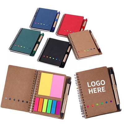 Spiral Sticky Notepad with Pen Holder