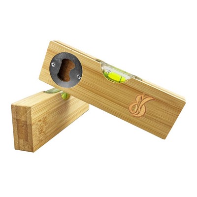 Wooden Spirit Level with Integrated Beer Opener