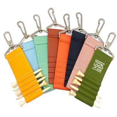 PU Leather Golf Tee Holder with Buckle