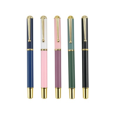 Luxury Metal Gel Pen with Gold Trim for Office and Promotional Use